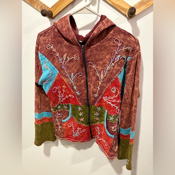 mystic mountain Sweaters - Mystic mountain hippie boho zip up sweater
